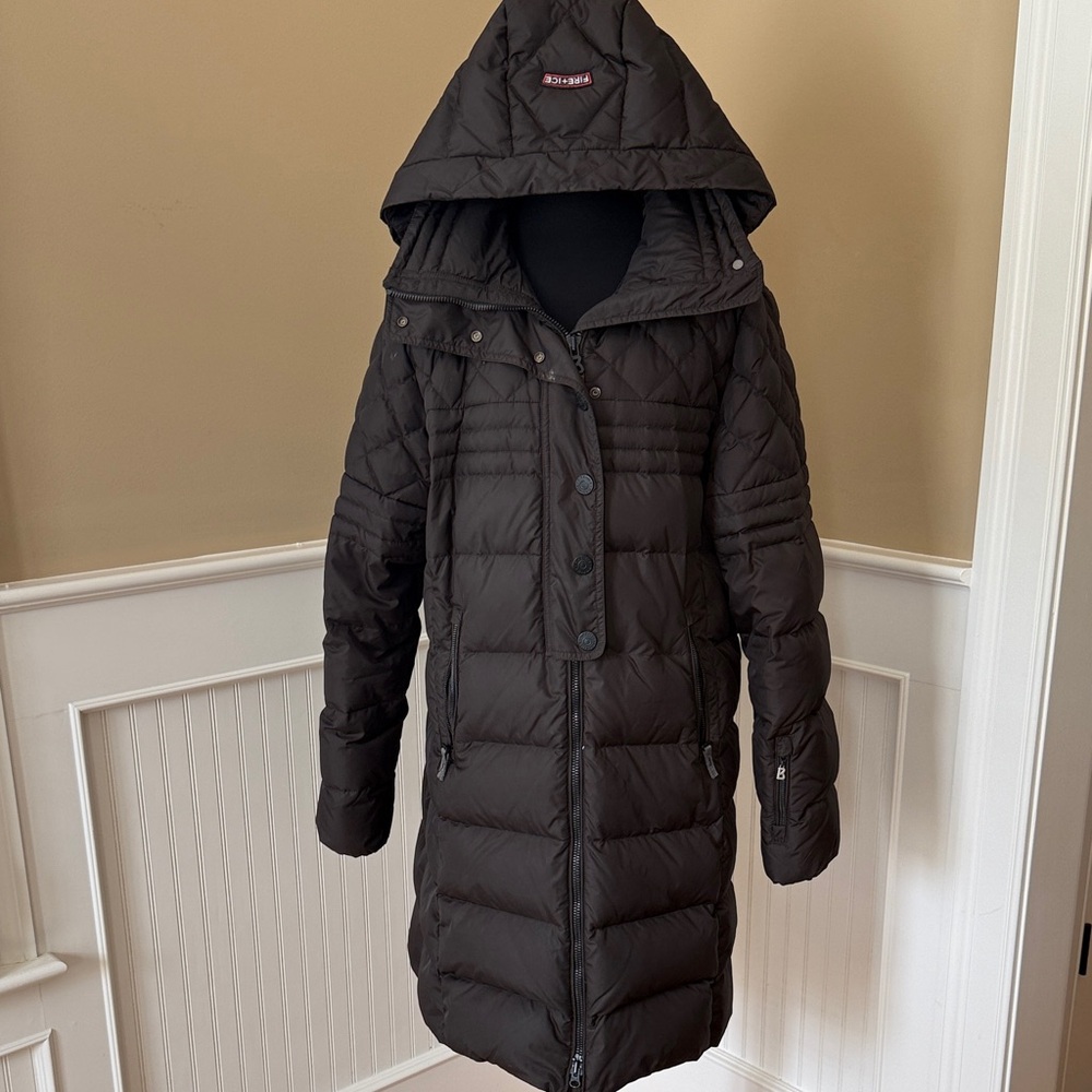 Bogner Dark Brown Hooded Puffer Coat